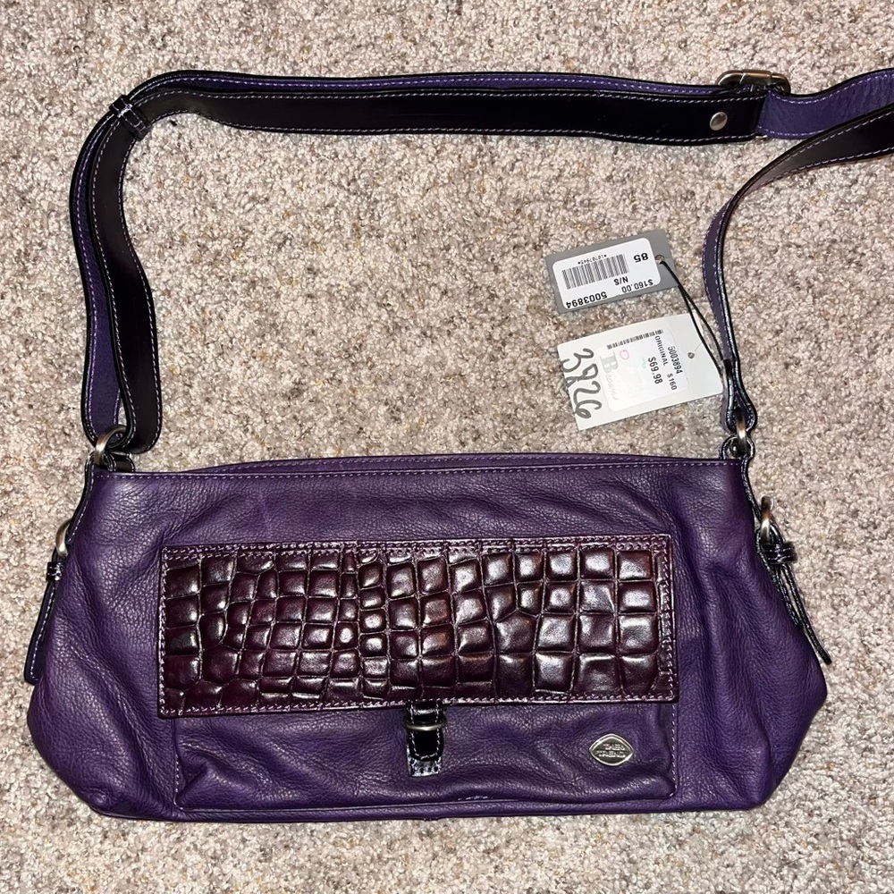 Chic Purple Croc-Embossed Shoulder Bag